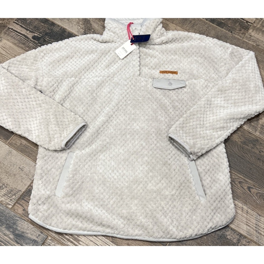 NWT $48 Simply Southern Soft T-Snap Pullover Fog Gray Size XXL